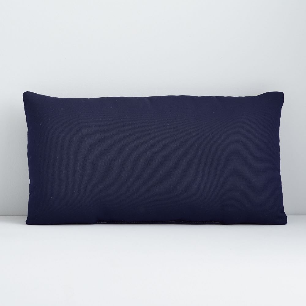Sunbrella Indoor/Outdoor Canvas Pillow, 12"x21", Navy - Image 0