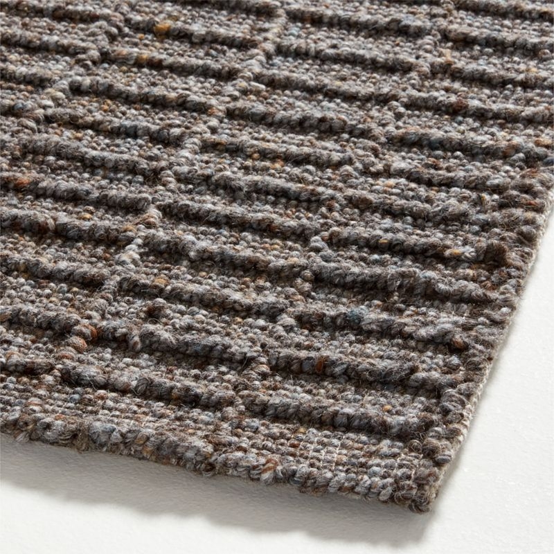 Arles Performance Wool Raised Pattern Dark Grey Area Rug 6'x9' - Image 1