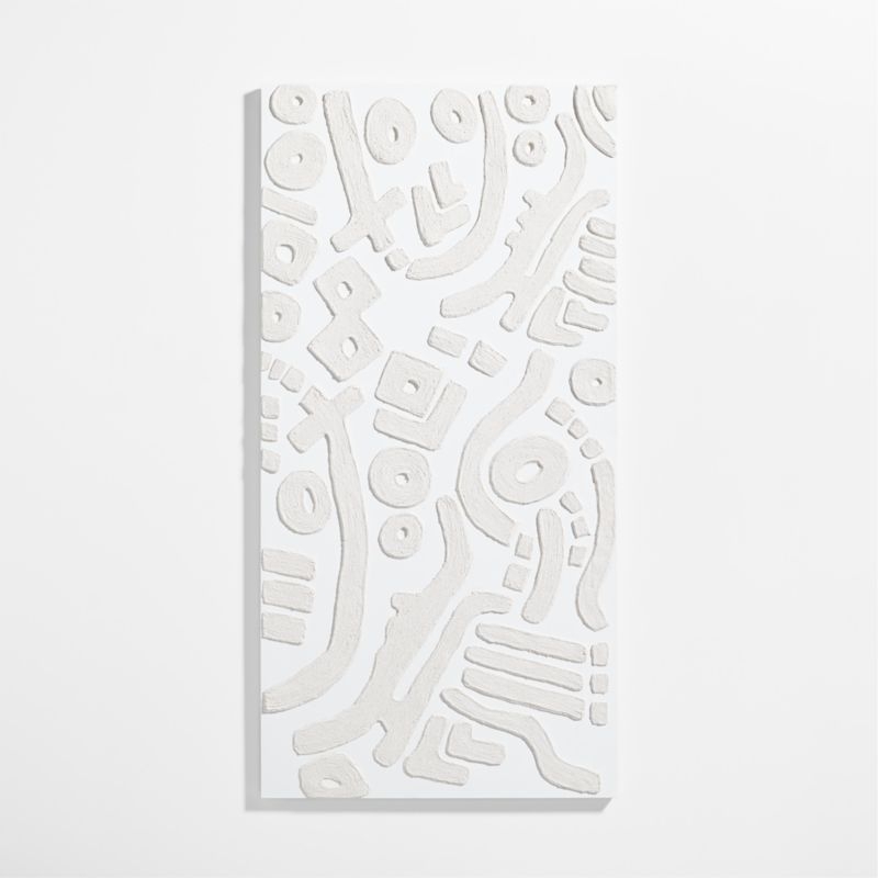 "Shout at the River" White Abstract Hand-Painted Wall Art 36"x72" by Lisa Whittington - Image 2