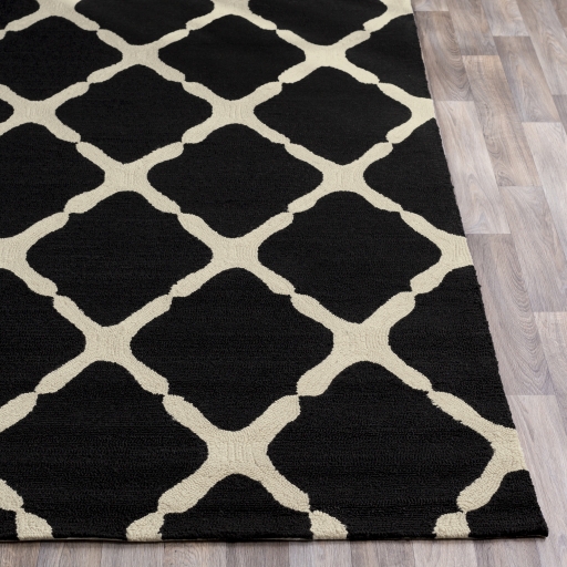 Rain Black Outdoor 2'6" x 8' Handmade Rug - Image 1
