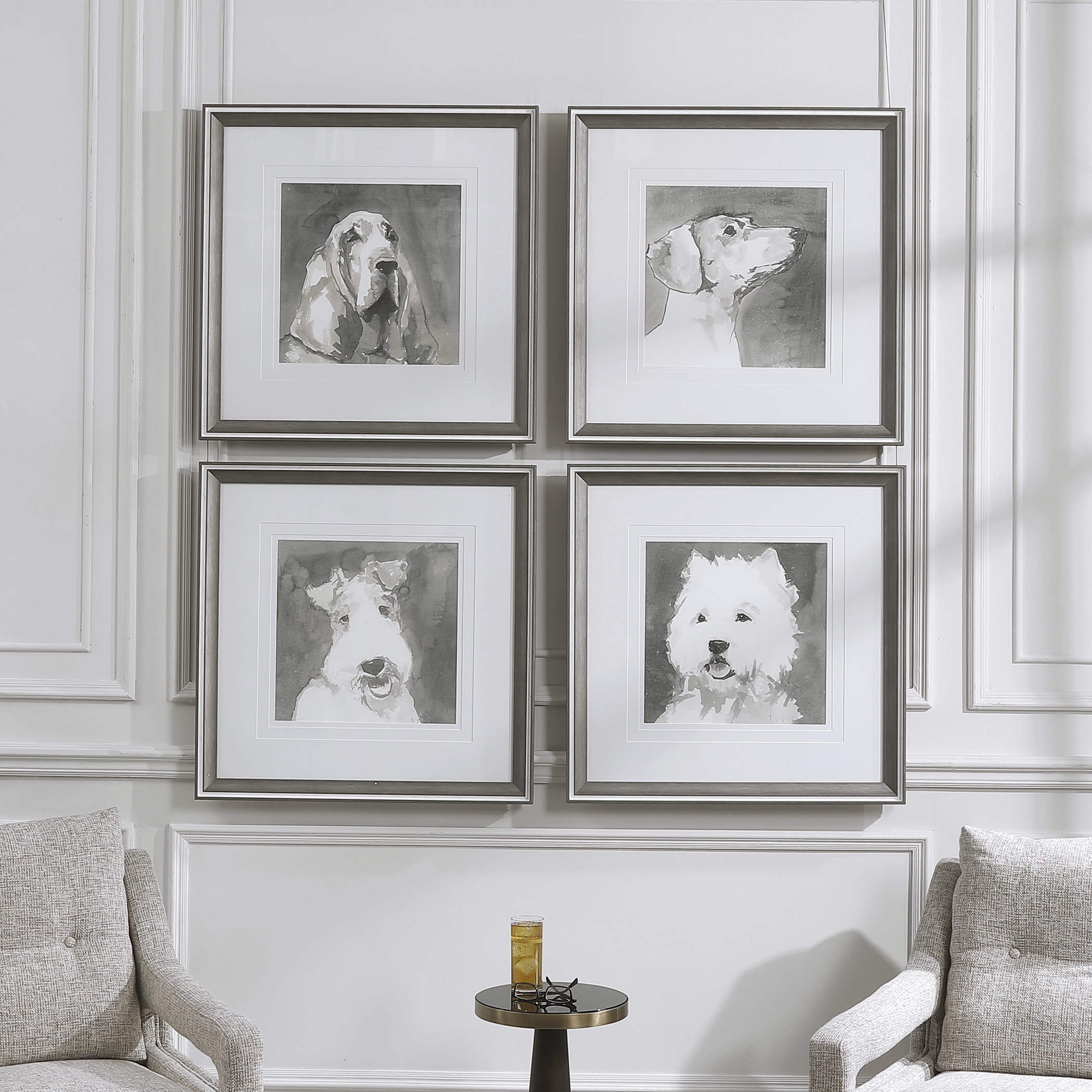 Modern Dogs Framed Prints, S/4 - Image 0