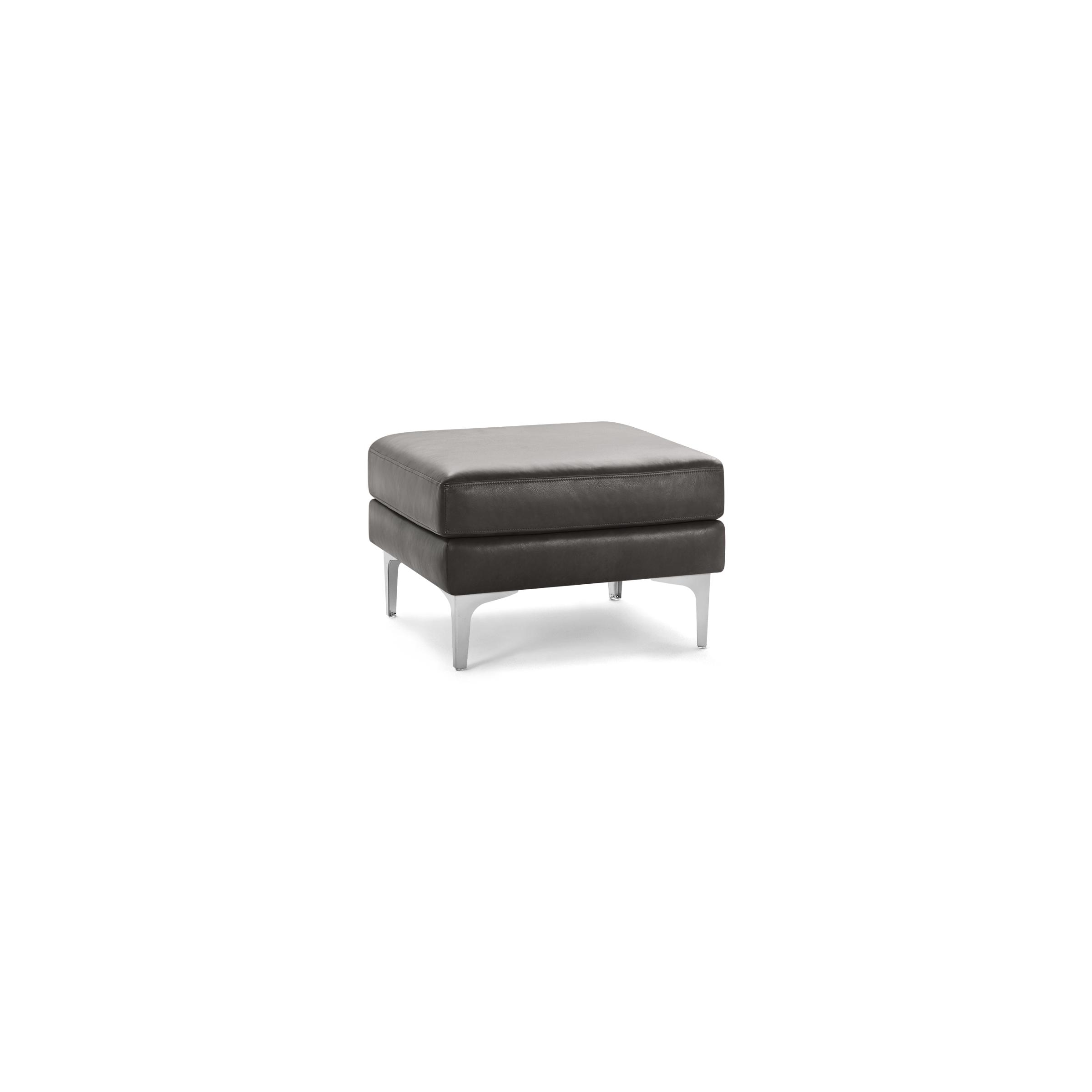 Nomad Leather Ottoman - Slate - Top Grain Leather / Chrome - Metal - Image 0