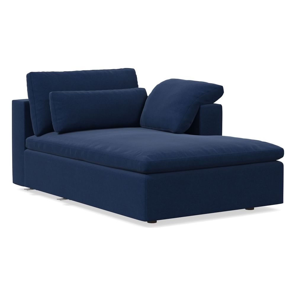 Harmony Modular Right Arm Chaise, Down, Performance Velvet, Ink Blue, Concealed Supports - Image 0