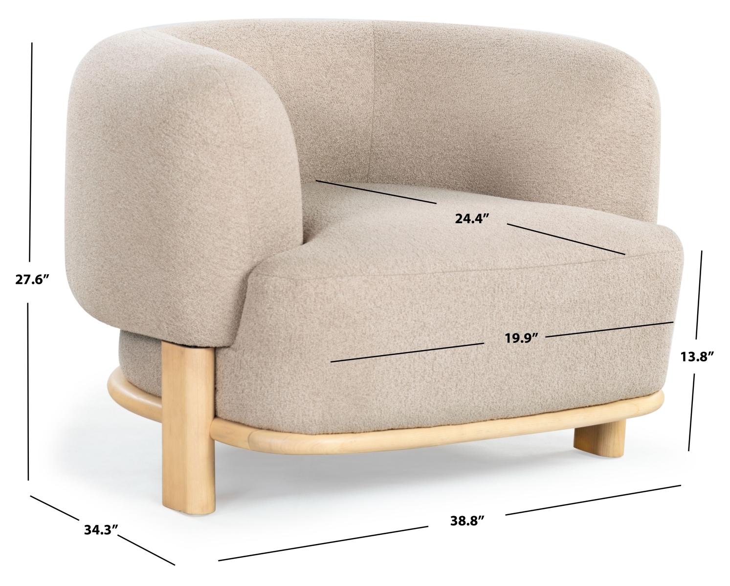 Oscar Boucle Accent Chair - Light Brown/Natural - Image 9