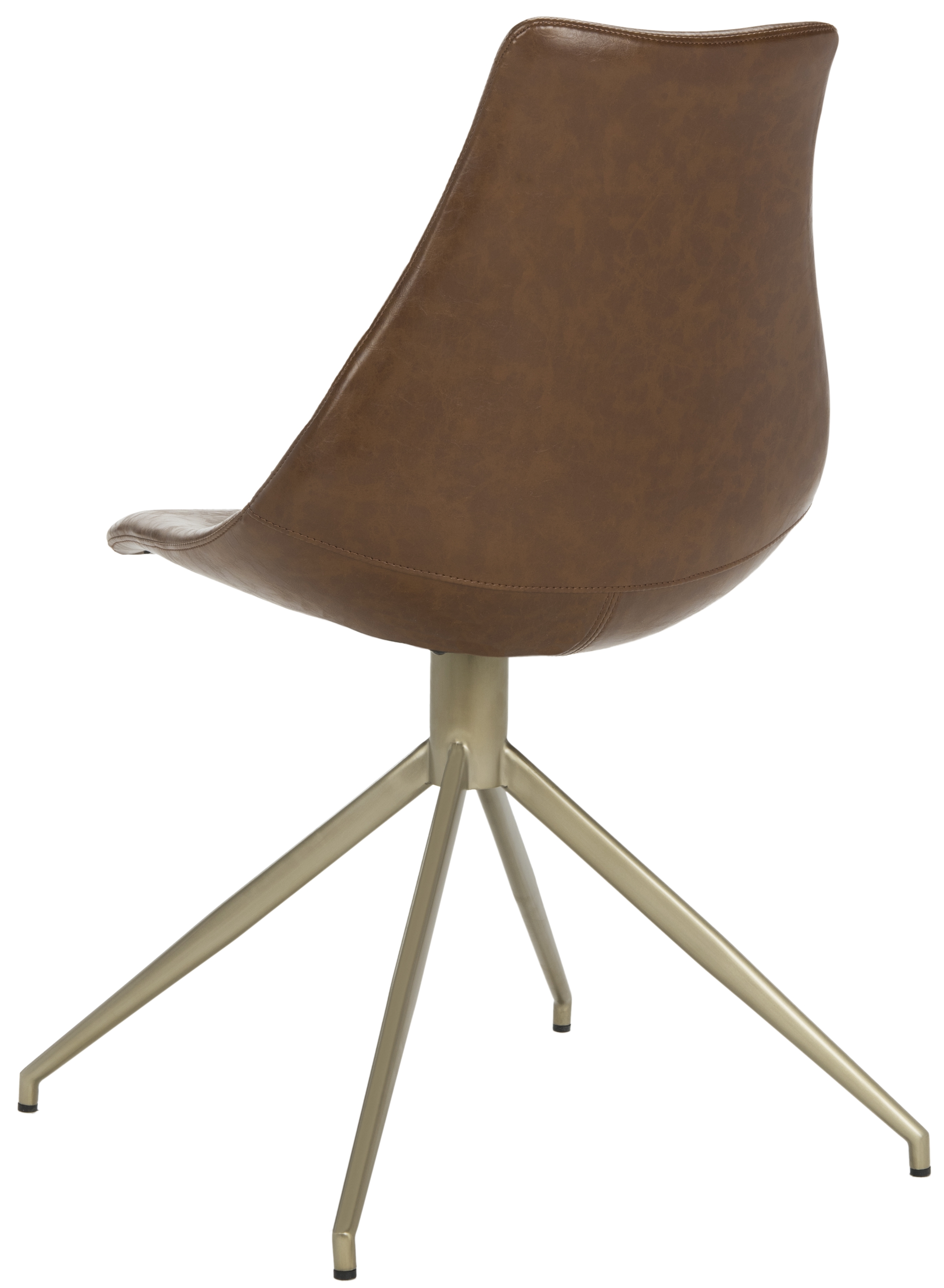 Lynette Midcentury Modern Leather Swivel Dining Chair - Light Brown/Brass - Arlo Home - Image 7