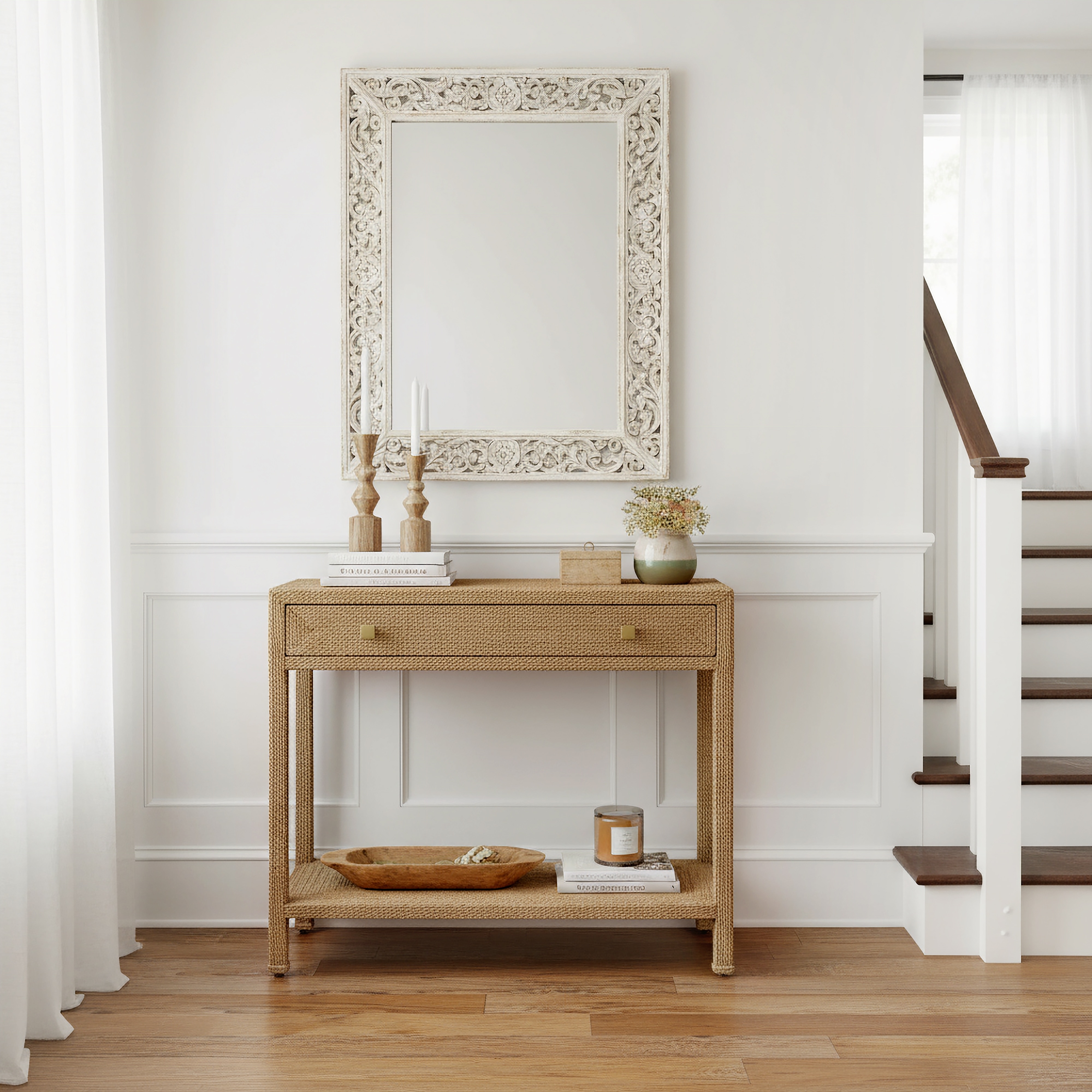 Como Natural Rattan Console Table - Image 1