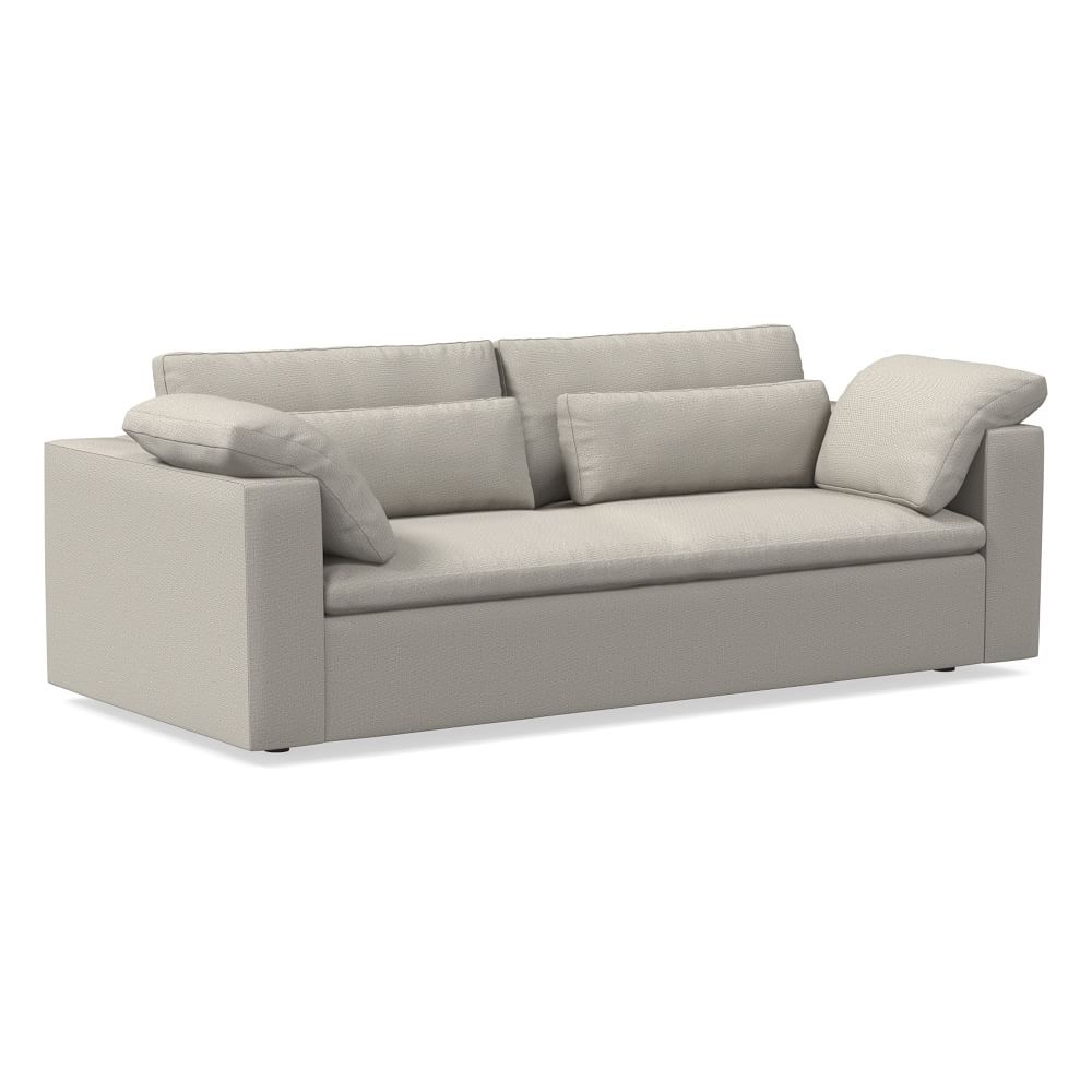 Harmony Modular 92" Bench Cushion Sofa, Standard Depth, Basket Slub, Pearl Gray - Image 0