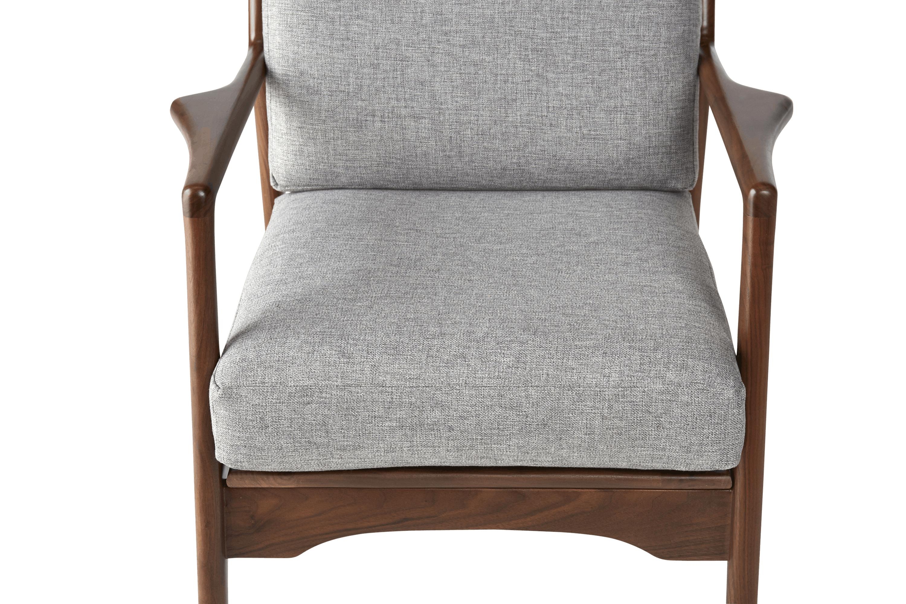 Gray Collins Mid Century Modern Chair - Taylor Felt Grey - Walnut - Image 4