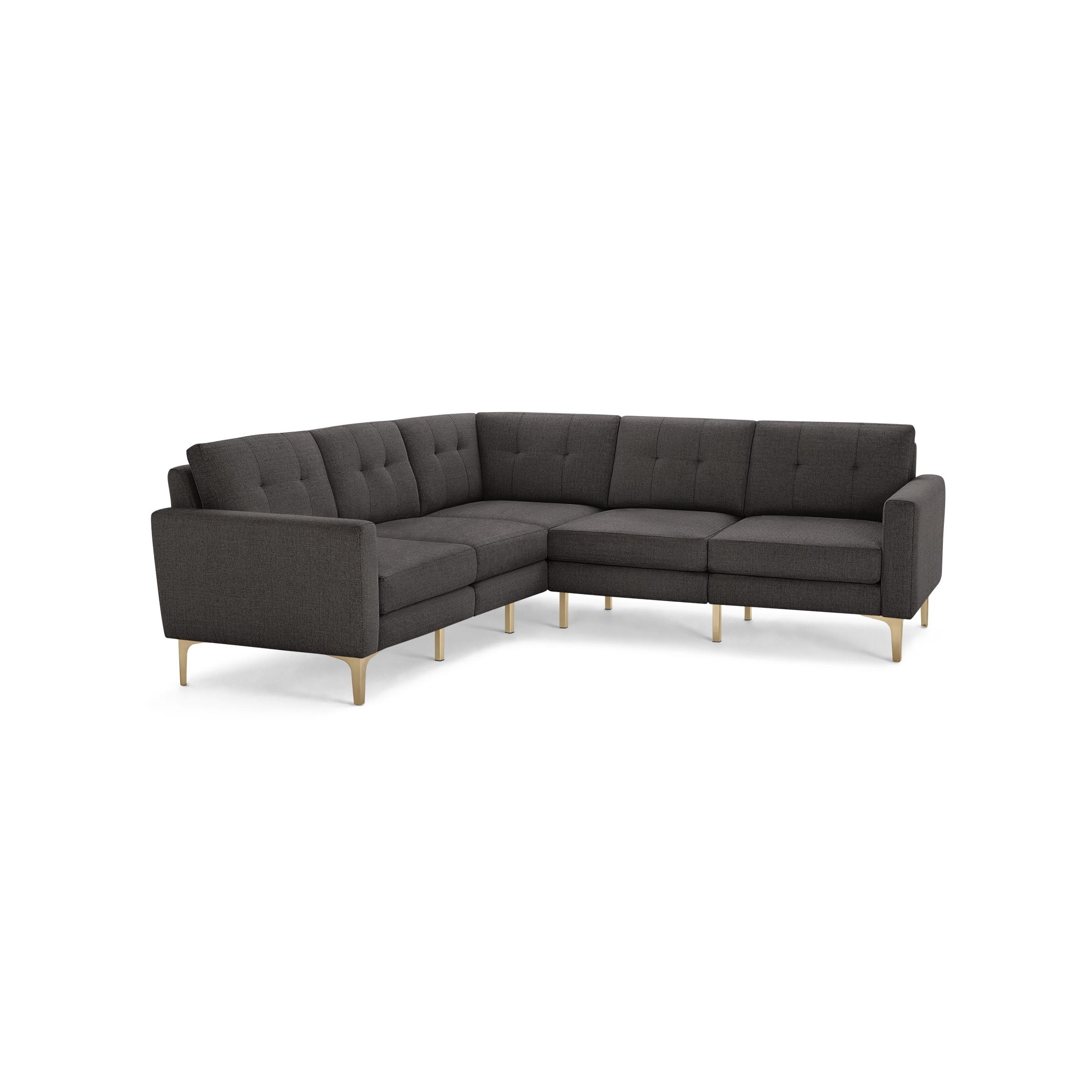 Nomad 5-Seat Corner Sectional - Heather Charcoal - Performance Chenille / Brass - Metal / Block - Image 0