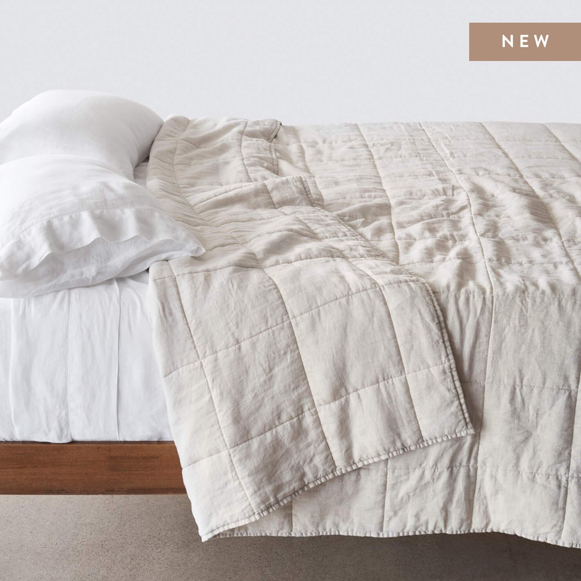 Stonewashed Linen Quilt - Sand Stripe - King/Cali King By The Citizenry - Image 0