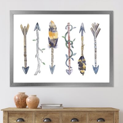 Colorful Ethnics Arrows In Native American Style - Bohemian & Eclectic Canvas Wall Art Print - Image 0