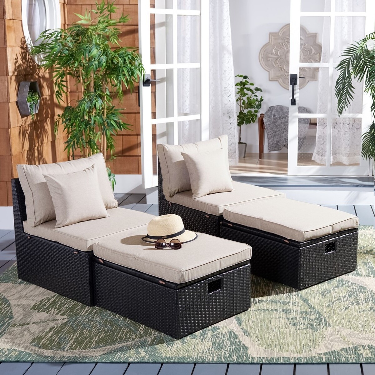 Pramla Outdoor Sette With Otto - Black/Light Grey - Safavieh - Image 1