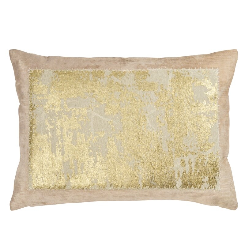 Michael Aram Distressed Metallic Lace Abstract Lumbar Pillow Color: Blush - Image 0