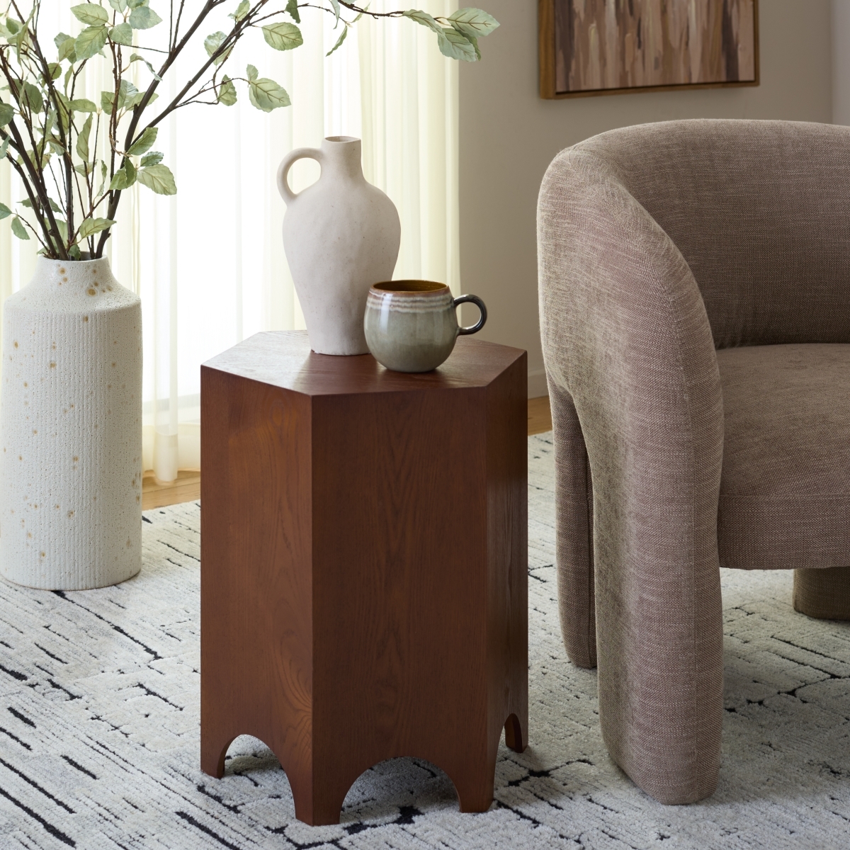 Barahan End Table - Walnut - Safavieh - Image 1