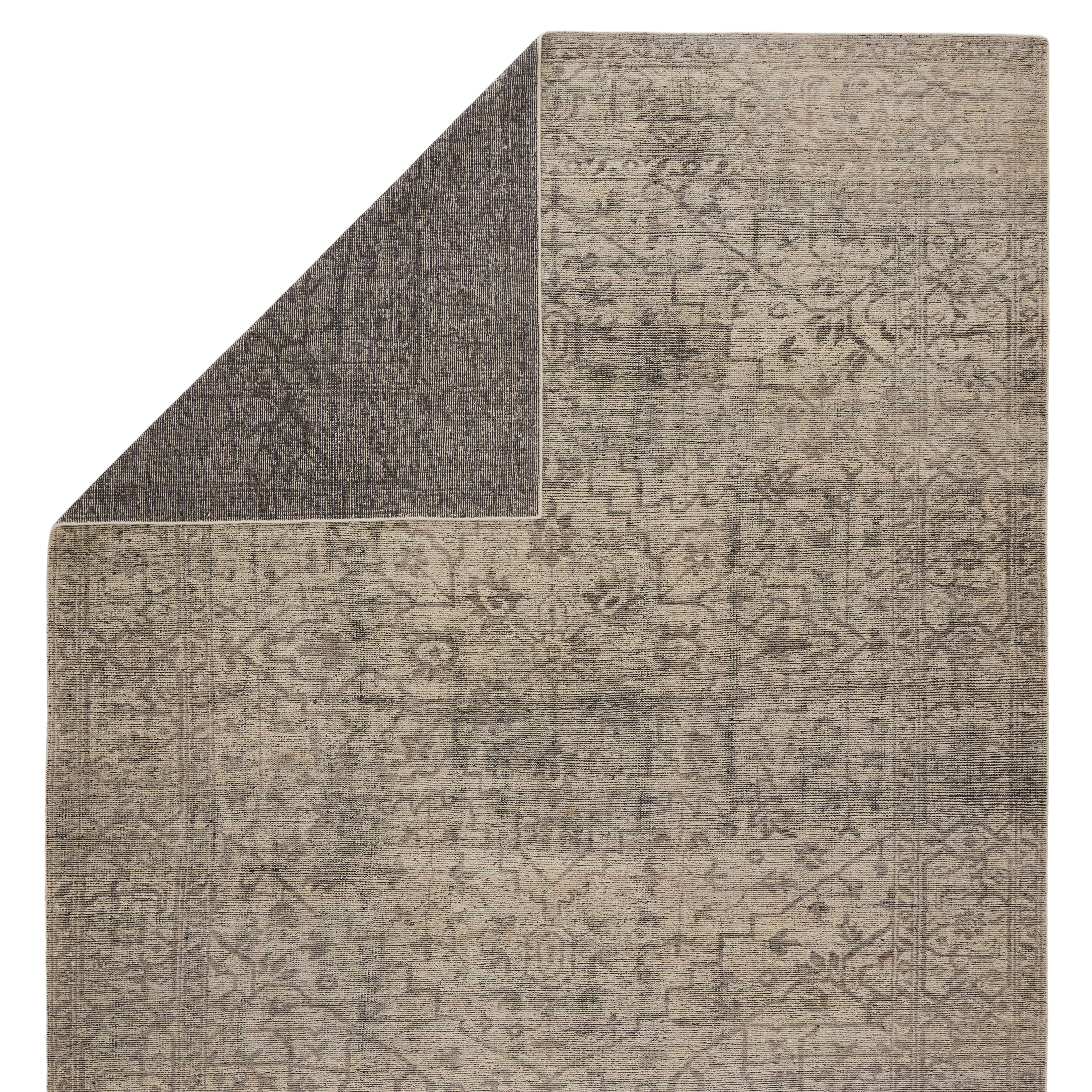 Camber Hand-Knotted Medallion Gray/ Cream Area Rug (6'X9') - Image 2