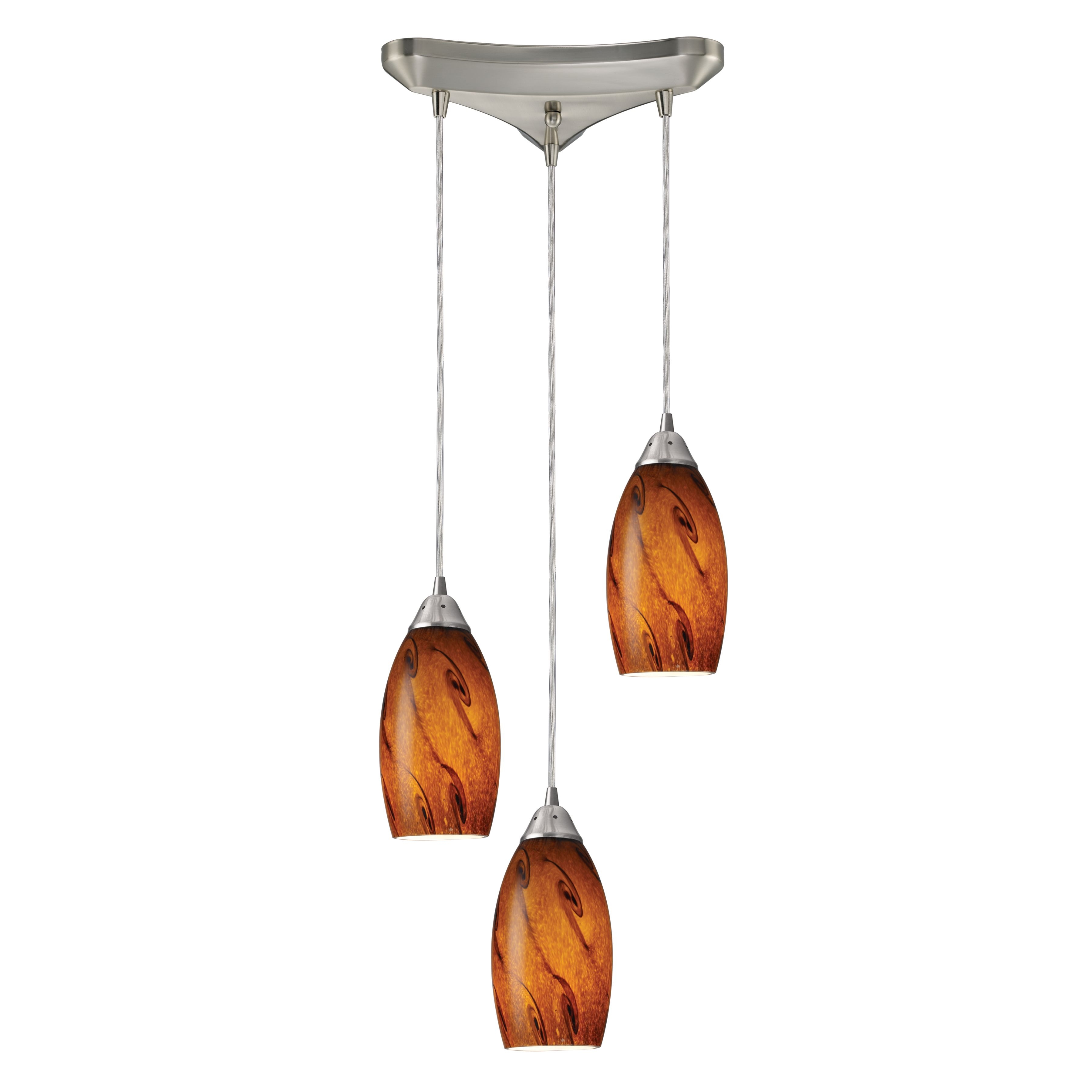 Galaxy 10'' Wide 3-Light Pendant - Satin Nickel - Image 0