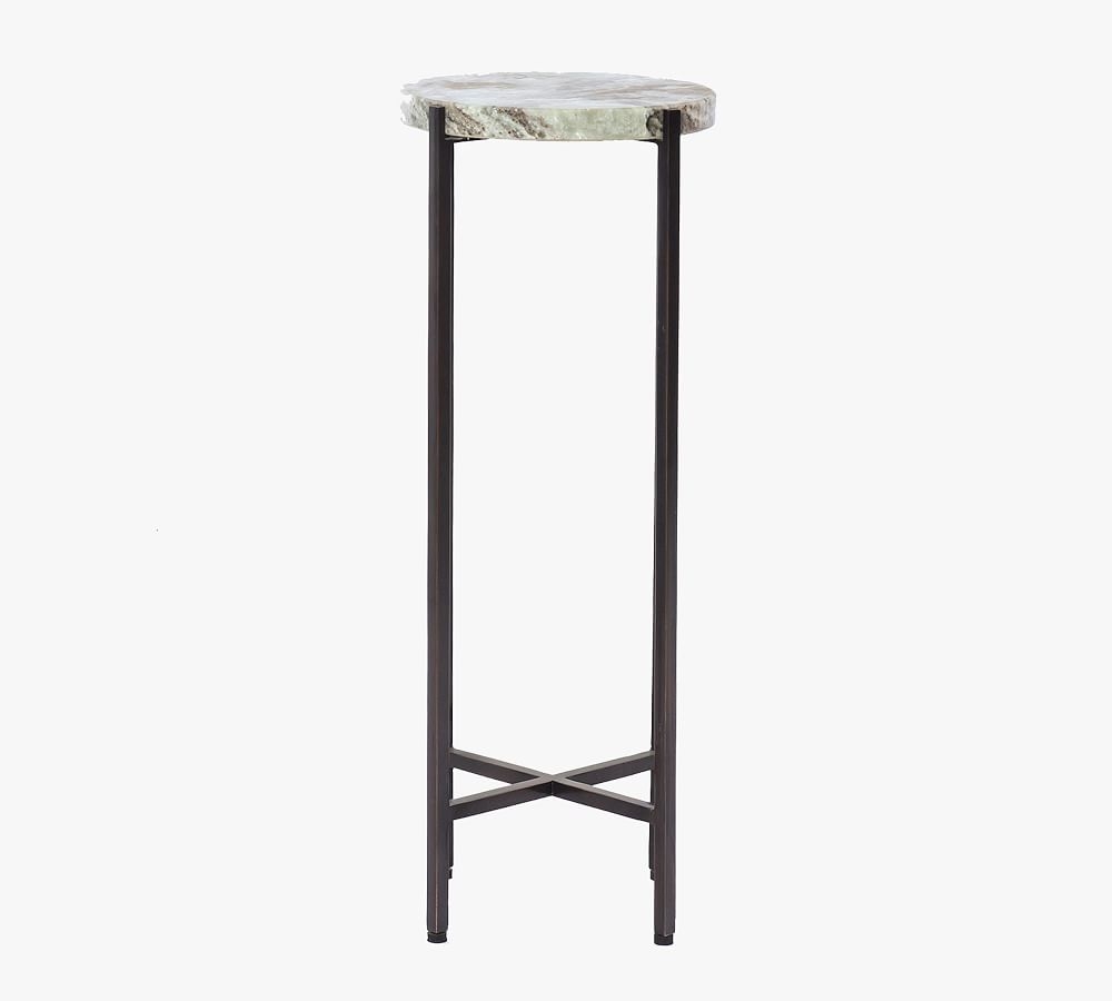 Maryrose 9" Marble Round Accent Table, Ash Brown Marble - Image 0