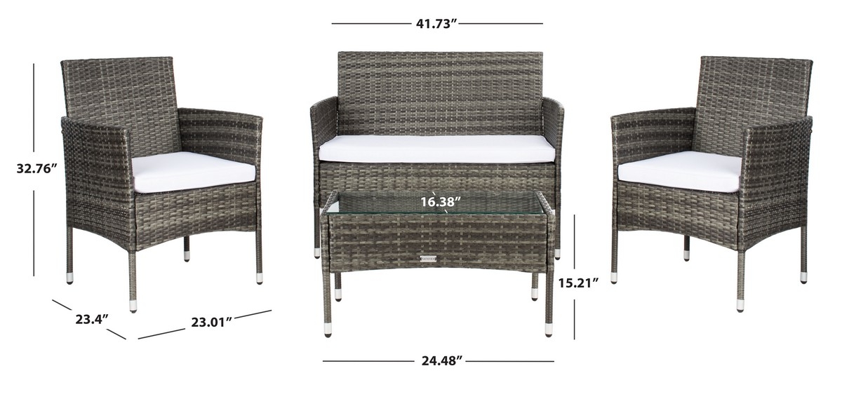 Abdul 4Pc Living Set - Grey Brown / White - Safavieh - Image 9