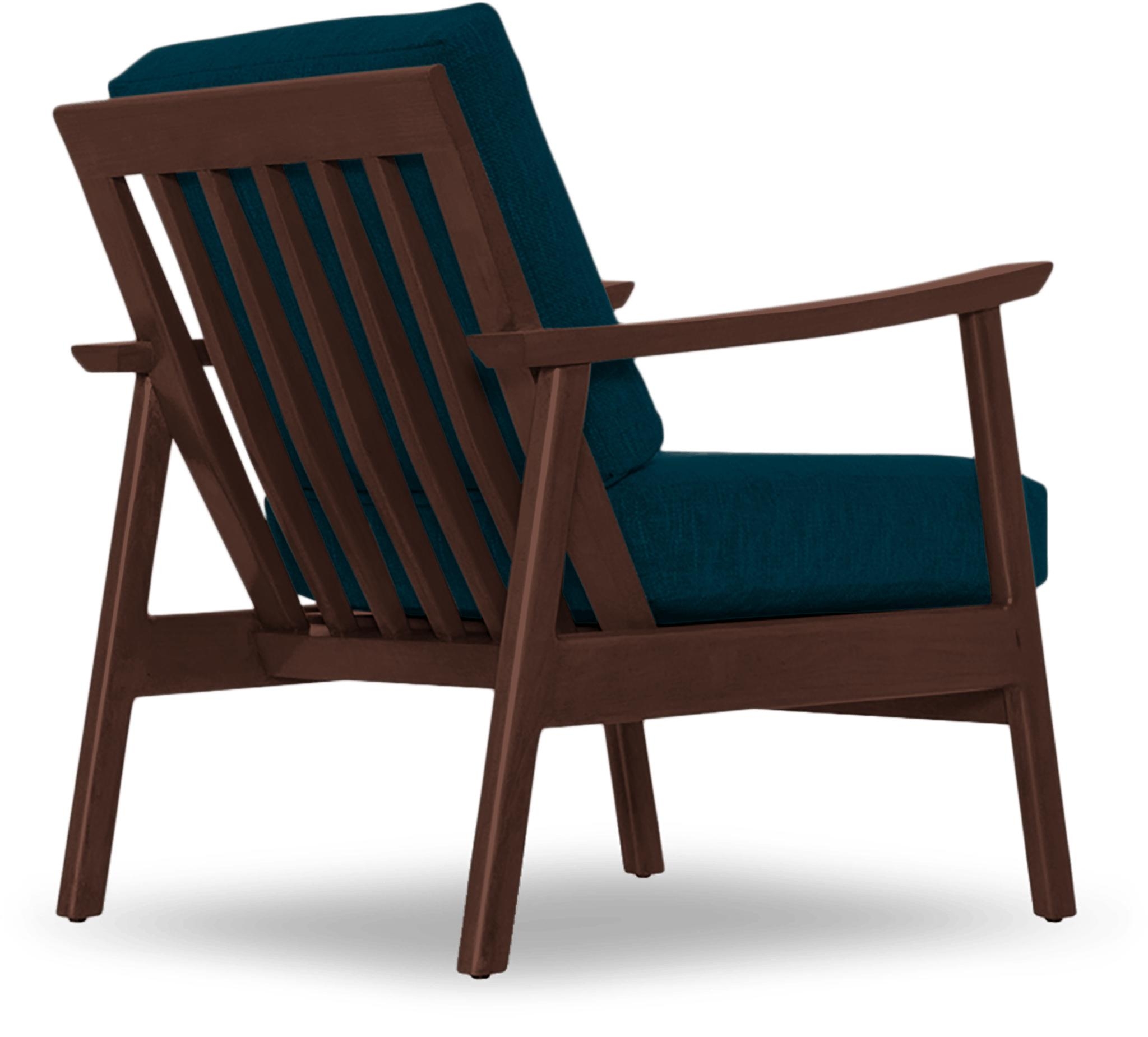 Blue Paley Mid Century Modern Chair - Key Largo Zenith Teal - Walnut - Image 3