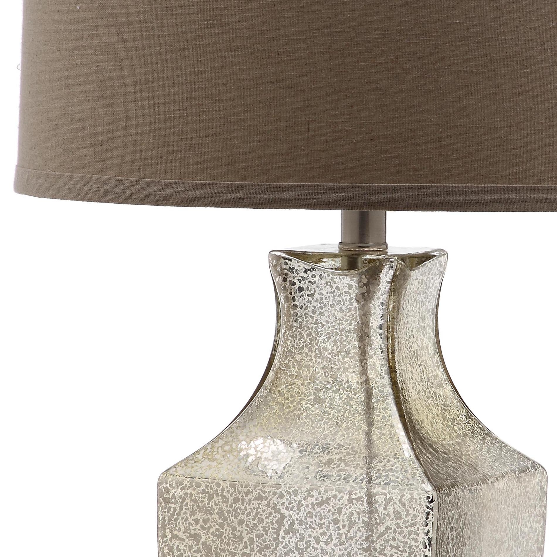Glass 29-Inch H Bottom Table Lamp - Ivory/Silver - Safavieh - Image 3
