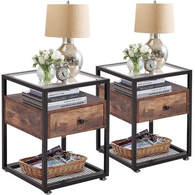 Wausau Glass End Table Set with Storage (Set of 2) - Image 0