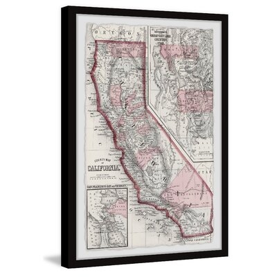 'Vintage Map of California' - Picture Frame Print on Paper - Image 0