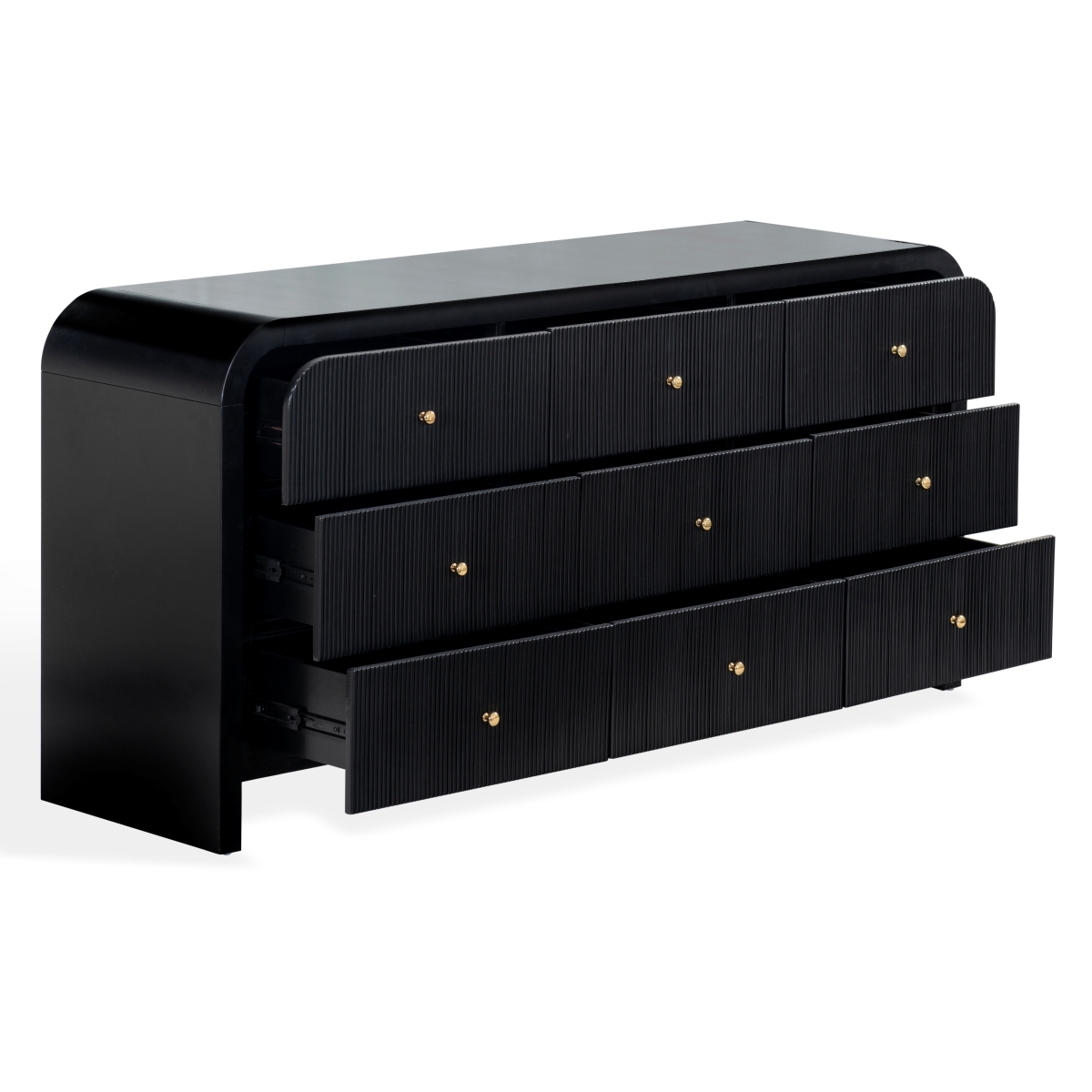 Liabella 9 Drawer Curv Dresser - Black / Gold - Image 6