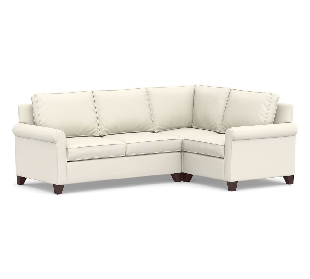 Cameron Roll Arm Upholstered Left Arm 3-Piece Corner Sectional, Polyester Wrapped Cushions, Textured Twill Ivory - Image 0
