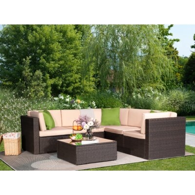 Anneliesa 6 Piece Rattan Sectional Seating Group with Cushions - Image 0
