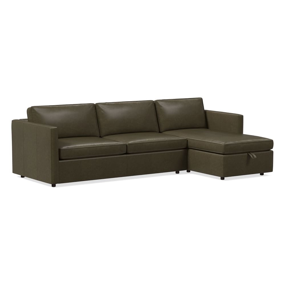 Harris Sectional Set 03: Left Arm Sleeper Sofa, Right Arm Storage Chaise, Poly, Saddle Leather, Slate, Concealed Support - Image 0