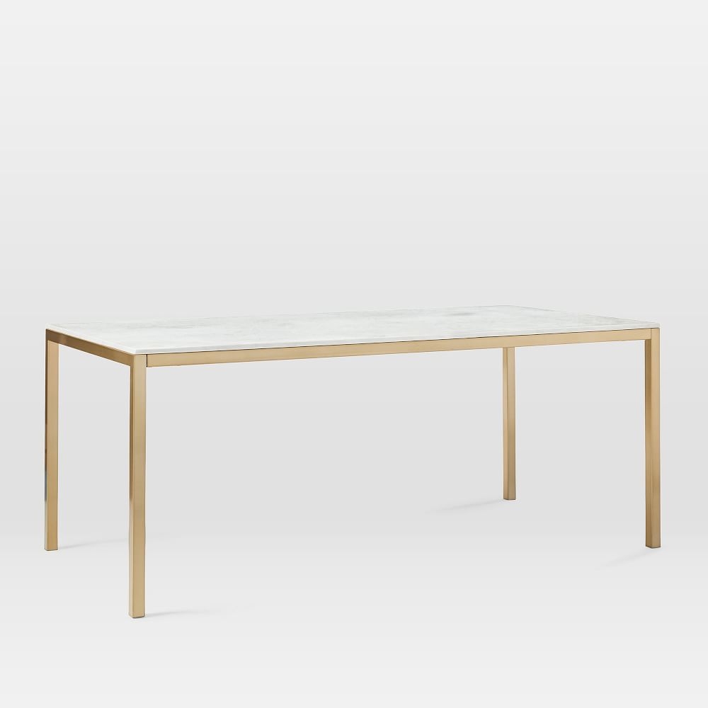 Frame 72" Dining Table, Marble, Antique Brass - Image 0