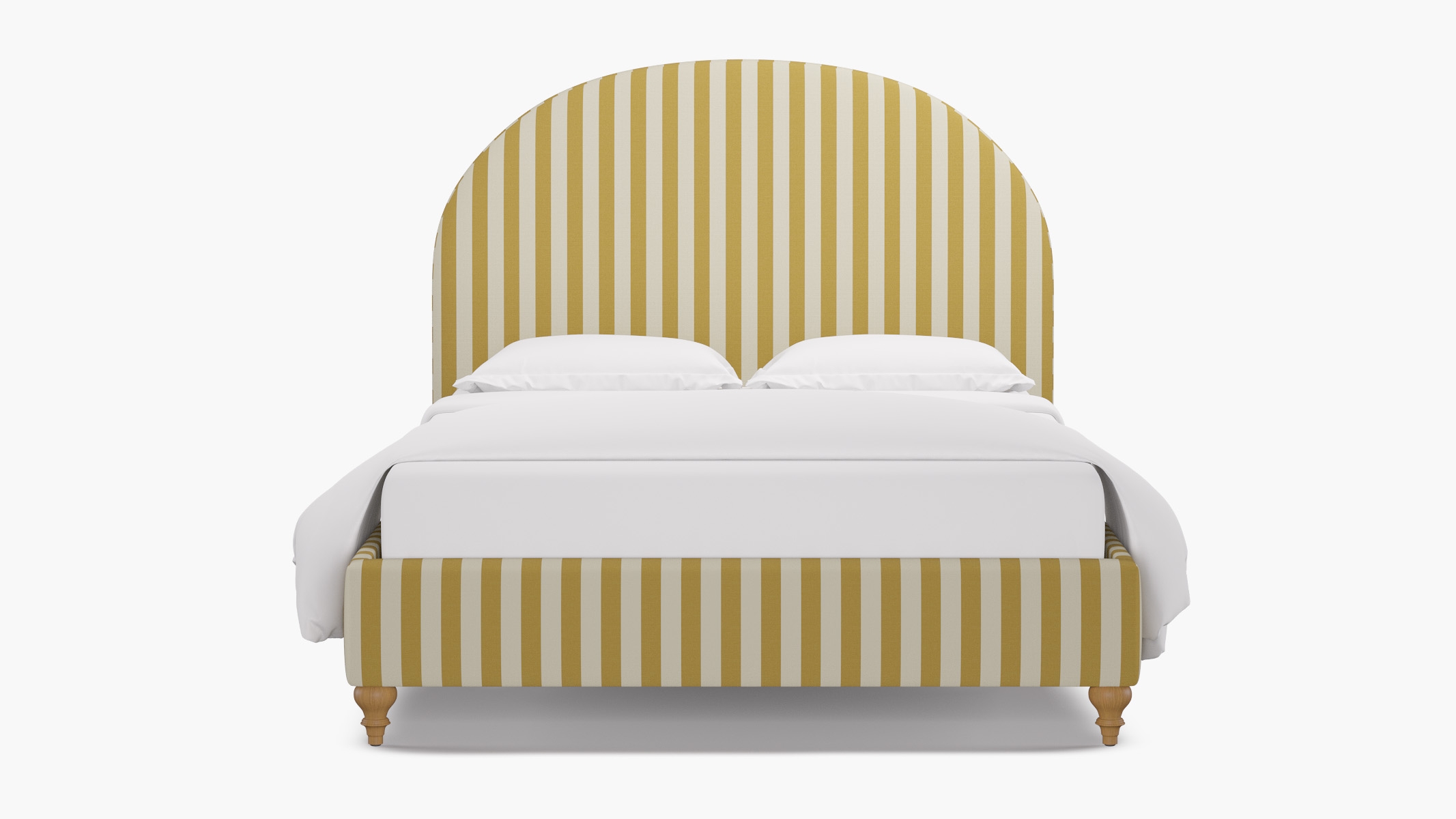 Demilune Bed, Citrine Cabana Stripe, Natural Traditional Turned Leg, King - Image 0