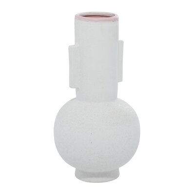 Cosmoliving By Cosmopolitan White Ceramic Modern Vase, 8" X 15" - Image 0