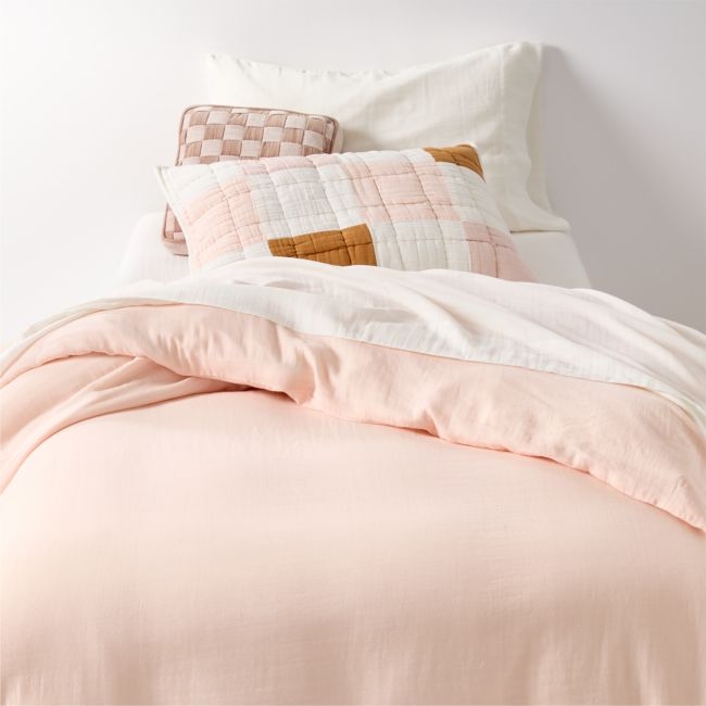 Supersoft Pale Pink Organic Cotton Gauze Kids Full/Queen Duvet Cover - Image 0