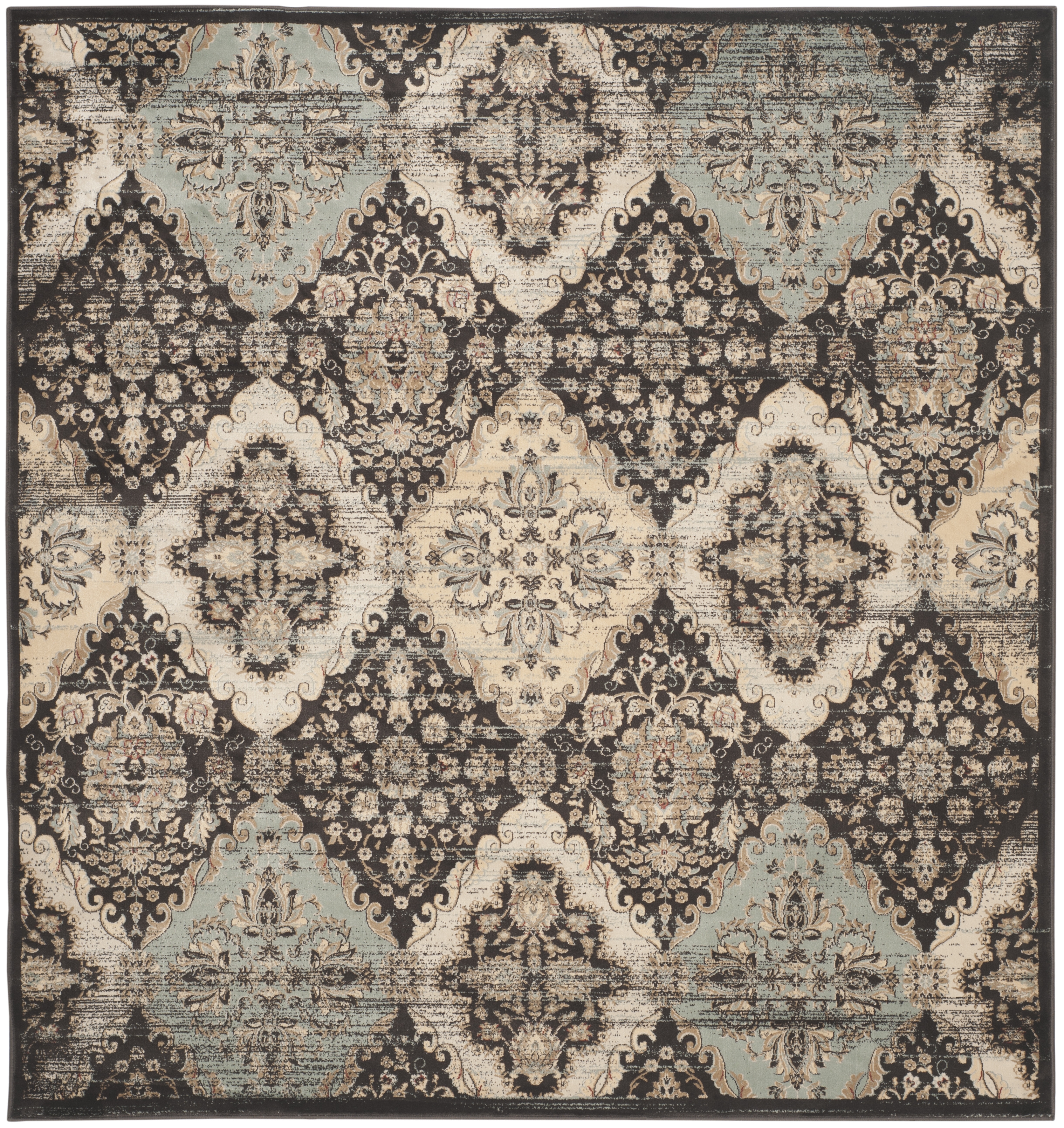 Arlo Home Woven Area Rug, VTG572B, Black/Light Blue,  6' 7" X 6' 7" Square - Image 0