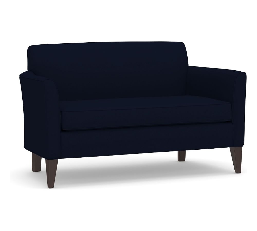 Marcel Upholstered Mini Sofa, Polyester Wrapped Cushions, Performance Everydaylinen(TM) by Crypton(R) Home Navy - Image 0
