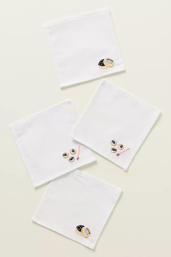 Linen Blend Caviar Cocktail Napkins, Set of 4 - Image 0
