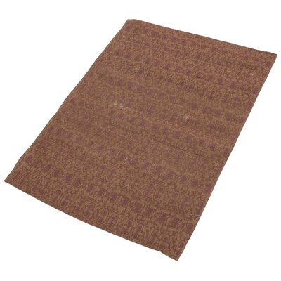 One-of-a-Kind Culberson Hand-Knotted 2010s Collage Dark Burgundy 4'8" x 6'7" Chenille Area Rug - Image 0