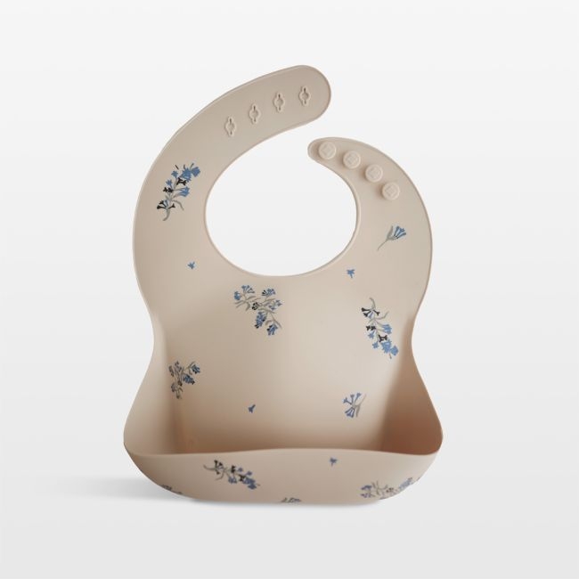 Mushie Lilac Flowers Silicone Baby Bib - Image 0