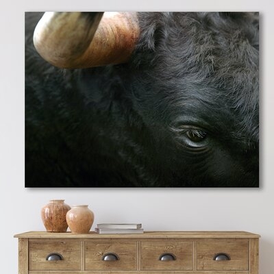 Fighting Bull Head Close-Up Of Eye - Farmhouse Canvas Wall Art Print - Image 0