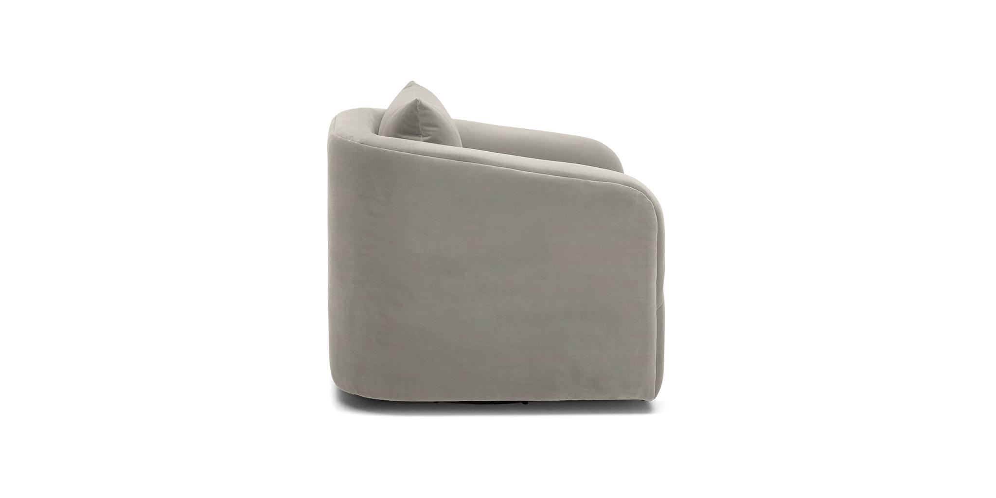 White Amelia Mid Century Modern Swivel Chair - Bloke Cotton - Image 4