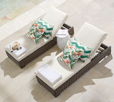 Huntington Single Chaise Lounge Cushion Slipcover, Sunbrella(R) Stripe; Bungalow Charcoal - Image 5