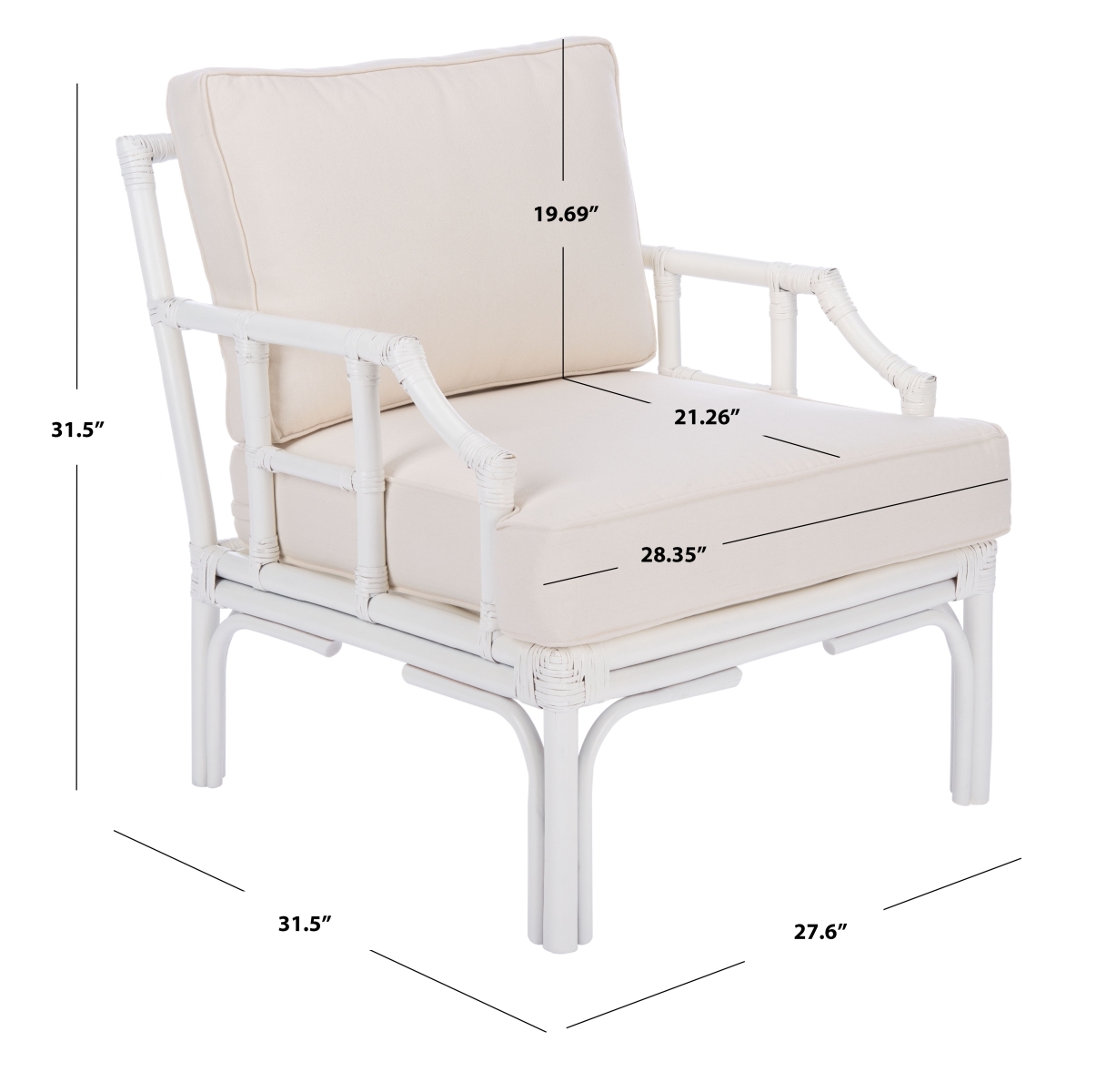 Kazumi Accent Chair W/ Cushion - White / White - Safavieh - Image 9