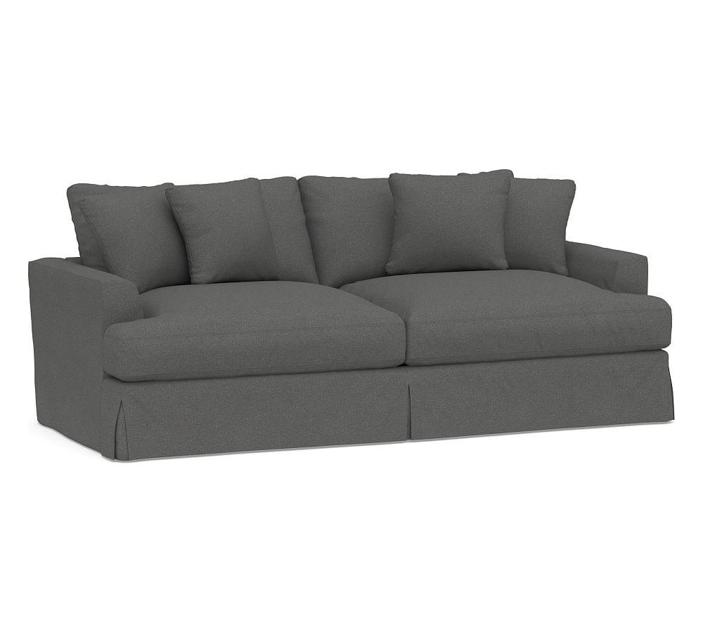 Sullivan Fin Arm Slipcovered Deep Seat Sofa 85.5", Down Blend Wrapped Cushions, Park Weave Charcoal - Image 0