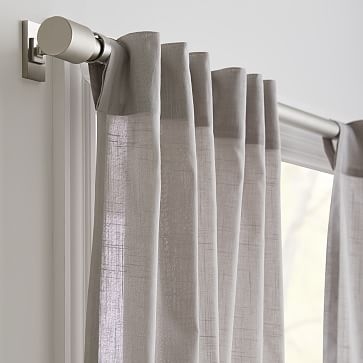 Sheer Crosshatch Curtain, Stone Gray, 48"x84", Set of 2 - Image 2