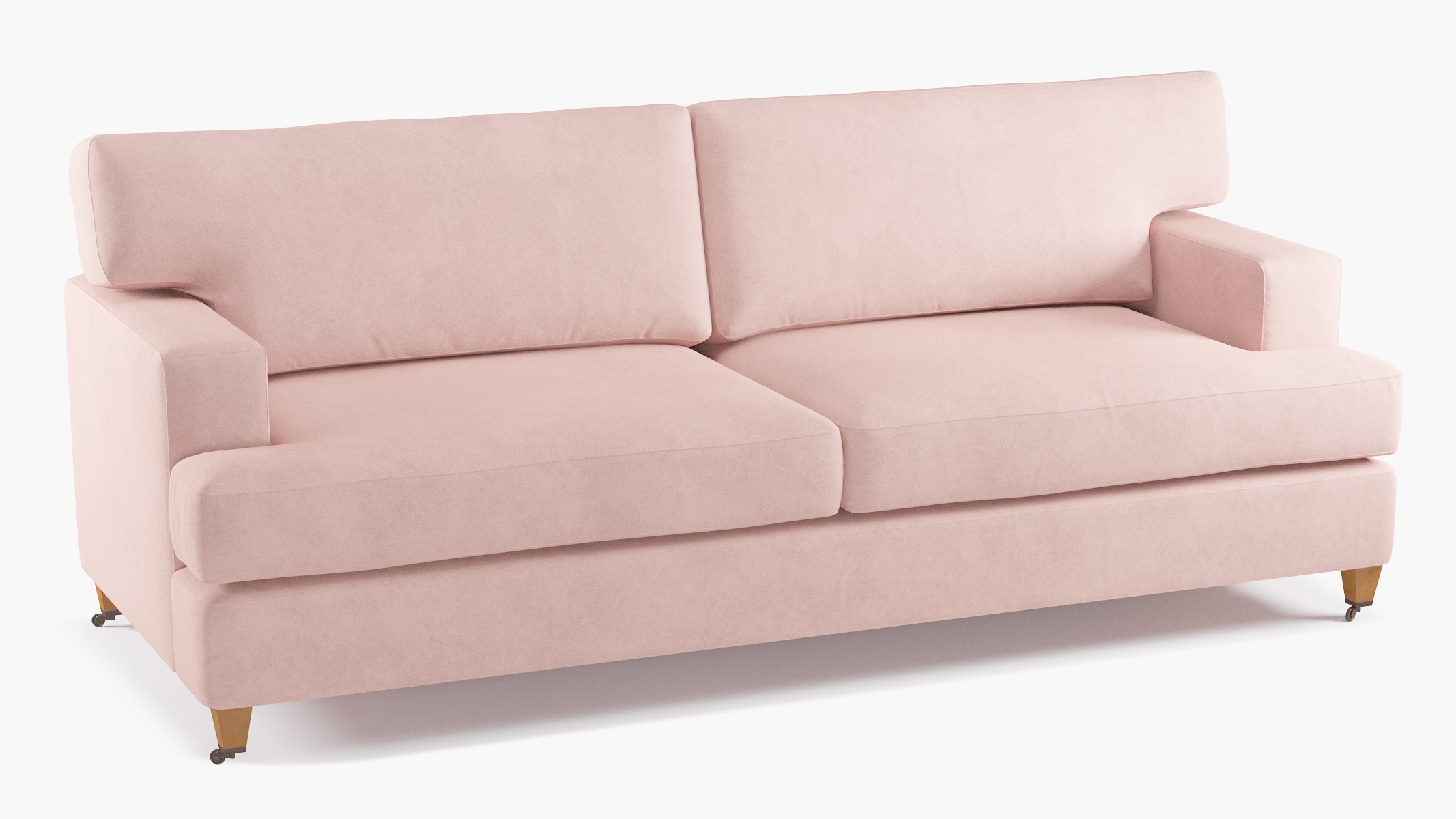 Classic Sofa, Blush Classic Velvet, Oak - Image 1