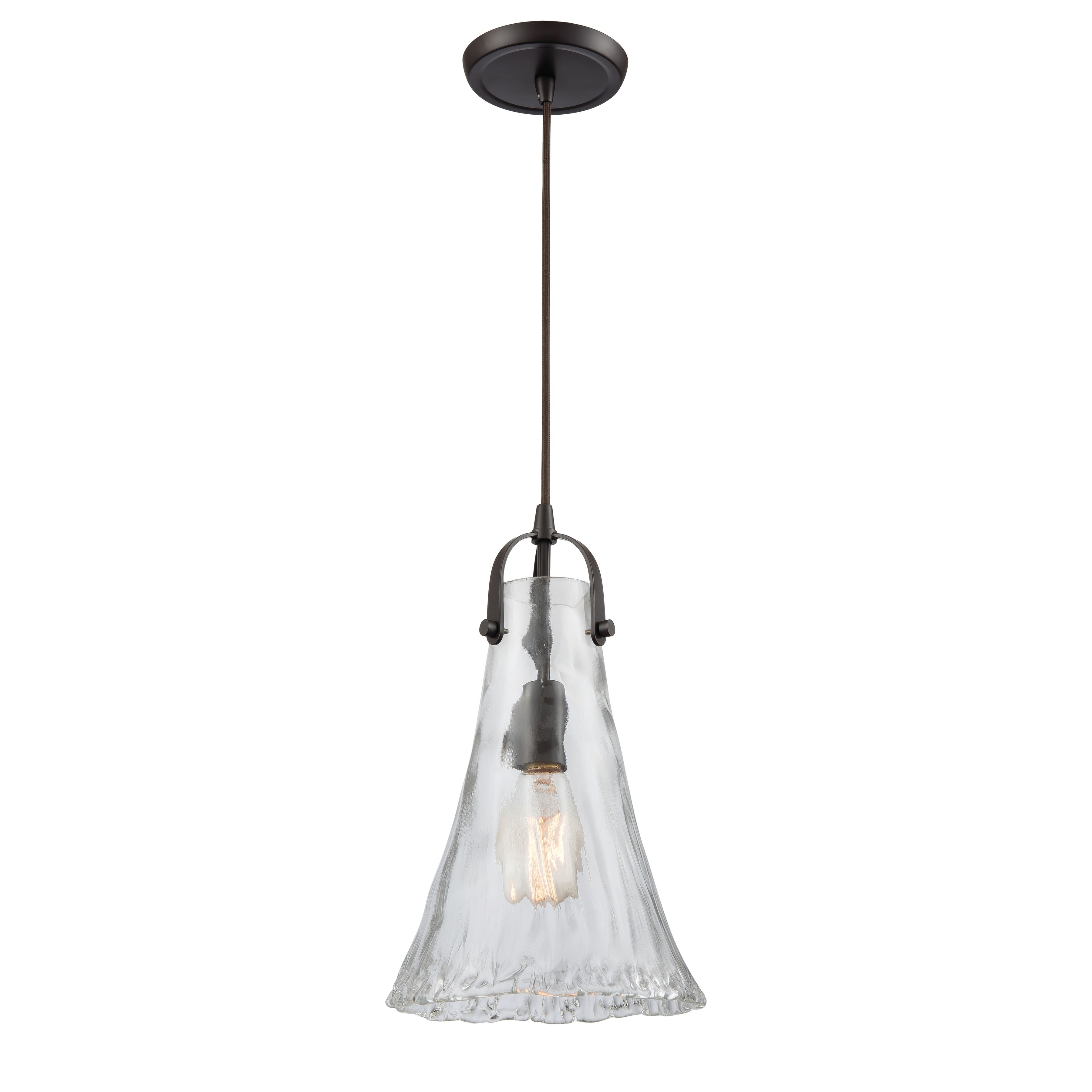 Hand Formed Glass 8'' Wide 1-Light Mini Pendant - Oil Rubbed Bronze - Image 0