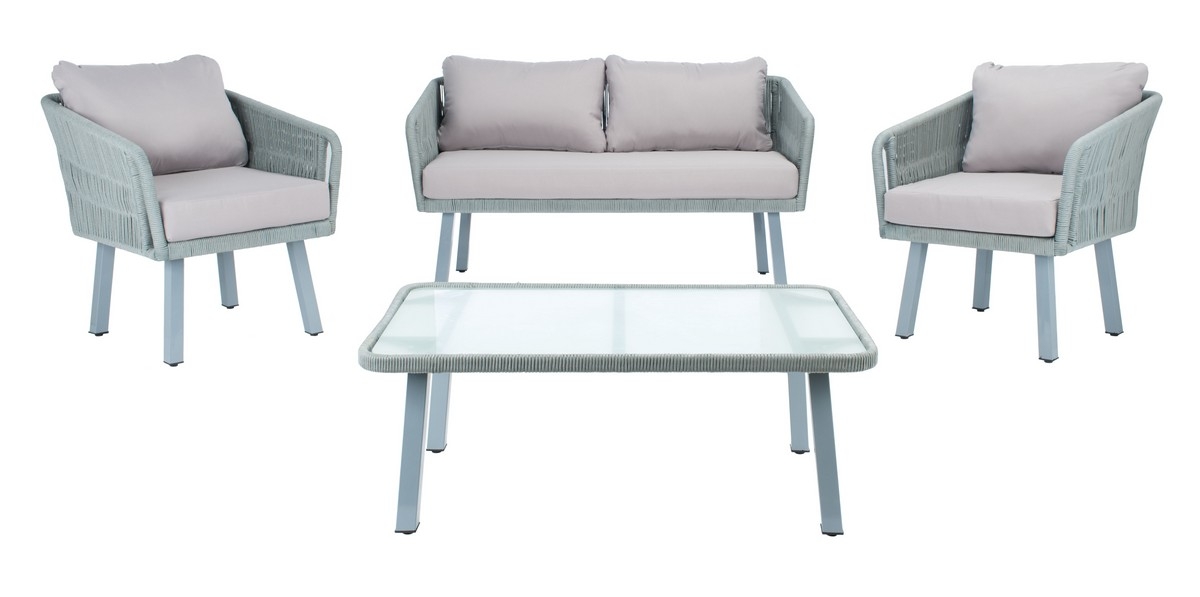 Kerson 4 Pc Rope Living Set - Grey/Grey - Safavieh - Image 0