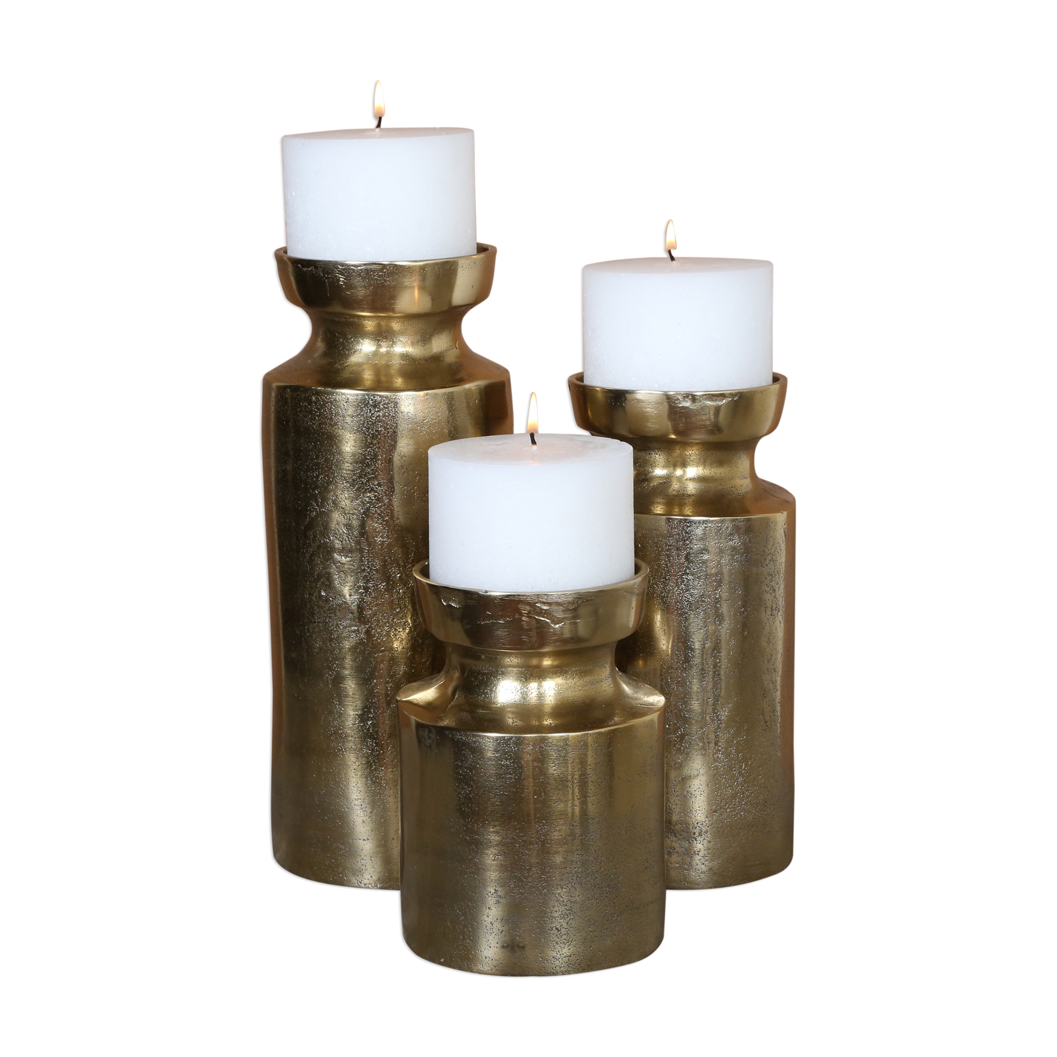 Amina Antique Brass Candleholders Set/3 - Image 3