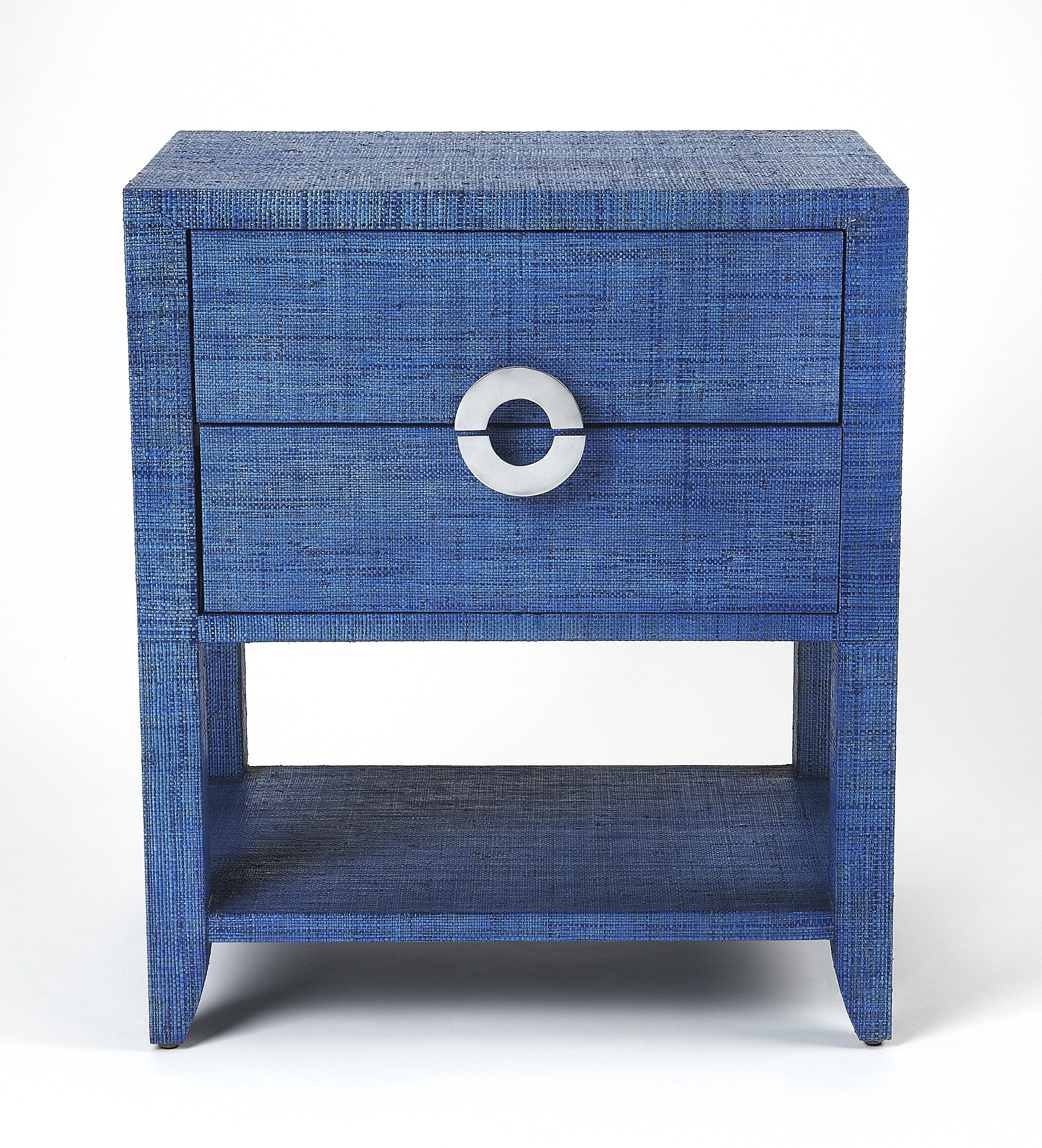 Amelle Blue Raffia Nightstand - Image 3